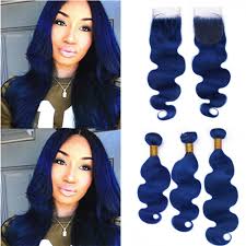 Using a navy blue hair color on your locks is a wonderful way to try a new look. Amazon Com Zara Hair Brazilian Blue Hair Bundles With Lace Closure Body Wave Blue Human Hair Weave 3 Bundles With 4x4 Free Part Closure 8a Dark Blue Virgin Hair Closure And Bundle