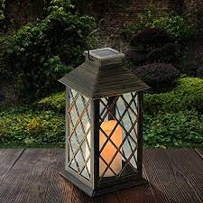Amazon Com Tomshine Led Solar Lantern Waterproof Outdoor Lantern Solar Lights Outdoor Decorative Candle Light For Patio Courtyard Garden Garden Outdoor