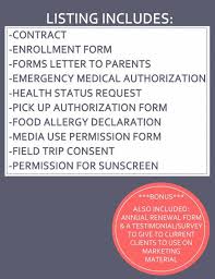 Daycare Enrollment Forms All Editable Contract Etsy In 2020 Emergency Medical Starting A Daycare Allergies