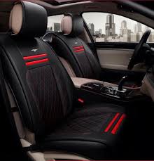 Universal 5 Seater Leather Car Seat Cover L Black Red Stitching Leather Car Seat Covers Car Seats Cheap Car Seat Covers