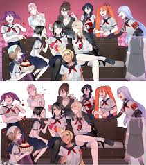 Only osana appears in the demo build of the game, but they have all been introduced in a video. I Hope You Can Befriend All The Rivals Yandere Simulator Memes Yandere Simulator Characters Yandere Anime