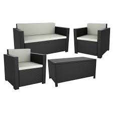 Enjoy more friend and family time with conversation sets or a lounge set. New 4 Piece Black Wicker Solana Weave Rattan Style Garden Furniture Suite Sofa Chairs Coffee Table Cafe Bistro Black Rethink Office Furniture