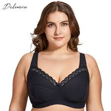 Us 16 99 15 Off Delimira Womens Full Coverage Lace Wireless Non Padded Cotton Bra Plus Size B C D E F H I J In Bras From Underwear Sleepwears On