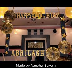 Birthday Surprise Backdrop Black And Gold Birthday Party Decorations Black Gold Theme Photobooth Frame By Aanchal Saxena Using Paper Fans For Abhilash S 50th Birth 50th Birthday Surprise Birthday Photo Frame 50th Golden Birthday