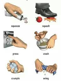 ⬤ flashcards exercise about kitchen utensils. Squeeze Squash Press Crush English Verbs English Learning Spoken Learn English