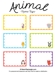 Printable Animal Name Tags Name Tag Templates Tag Templates Preschool Name Tags