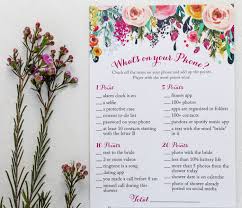 Who knows the couple best? Amazon Com What S On Your Phone Game Floral Rustic 50 Sheets Bridal Shower Party Game Cards Engagement Wedding Bride To Be Home Kitchen