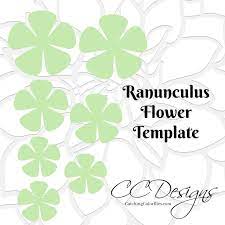 Ranunculus Paper Flower Templates Flower Template Paper Flowers Diy Paper Flower Template