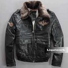 Men Black Cowhide Leather Lamb Fur Us Air Force Army Bomber Jackets Sku 116137 Leather Jacket Pilot Leather Jacket Mens Shearling Jacket