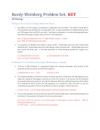 The frequency of the a allele (q). Hardy Weinberg Problem Set Key