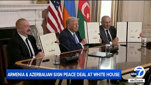 Leaders of Armenia and Azerbaijan shake hands as they join Trump, sign  agreement at peace summit - ABC7 Los Angeles