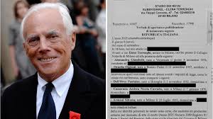 Il testo integrale del testamento di Armani, in pdf