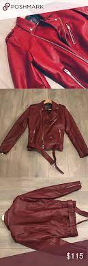 Zara Men Red Faux Leather Biker Jacket Burgundy Jacket Outfit Stylish Jackets Bomber Jacket Outfit