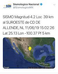 Avisos, actualidad, búsquedas y estadística. Se Registra Sismo De Magnitud 4 2 En Allende Nuevo Leon