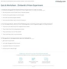 Quiz Worksheet Zimbardo S Prison Experiment Study Com