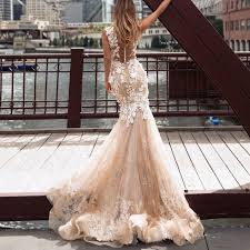 The sash around waistline is embellished with rhinestones. Mermaid Champagne Bridal Gowns 3d Flowers Lace Wedding Dress Wd92 China Wedding Dress And Bridal Dress Price Made In China Com