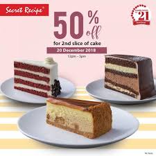 Kek baskin robbins hadiah harijadi. Secret Recipe 50 Off On Second Slice Of Cake 20 December 2018