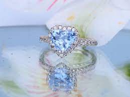 Heart Blue Sapphire Engagement Ring Diamond Halo With Fleur De Etsy In 2021 Sapphire Engagement Ring Blue Engagement Rings Sapphire Gemstone Engagement Rings