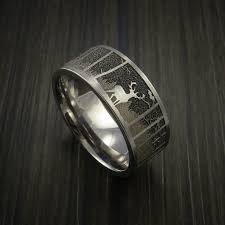 Elk In The Woods Hunter Wedding Ring Cobalt Chrome Band Hunter Wedding Ring Hunting Wedding Rings Mens Wedding Rings
