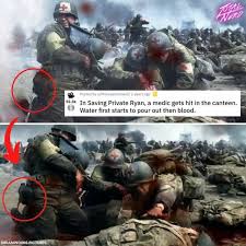 Maybe saving private ryan is the one decent thing we did in this war. Dreaaworks Pictures 55 3k In Saving Private Ryan A Medic Gets Hit In The Canteen Water First Starts To Pour Out Then Blood