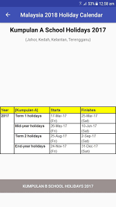 National holidays are normally observed by most governmental and government agencies are closed every saturday and sunday in most of malaysia , while in kedah, kelantan, johor and terengganu they are. Malaysia 2018 Holiday Calendar For Android Apk Download