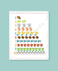 nursery numbers art print printable for kids animals numbers chart poster instant download modern kids wall decor zoo jungle