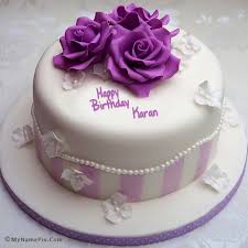 The Name Karan Is Generated On Pretty Rose Birthday Cake With Name Image Download And Vintage Birthday Cakes Pretty Birthday Cakes Birthday Cake Write Name