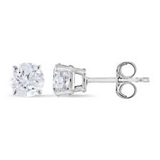 White diamond pavé starburst studs. 0 96 Ct T W Round Diamond Stud Earrings In 14k Gold I I1 Sam S Club