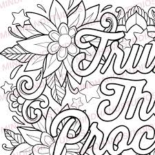 coloring page trust the process inspirational coloring etsy