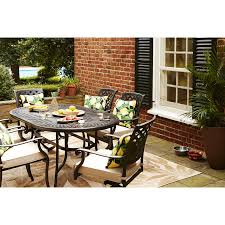 Allen Roth Queensbury Oval Outdoor Dining Table 41 73 In W X 73 6 In L With Umbrella Hole Lowes Com Outdoor Dining Table Outdoor Living Areas Outdoor Dining