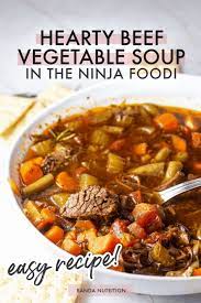 Pot Roast Soup In The Ninja Foodi Pressure Cooker And Slow Cooker Option Randa Nutrition Recipe Vegetable Soup Recipes Beef Soup Recipes Pot Roast Soup Recipe