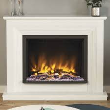 These impressive visuals are backed up by a heat source that can warm a room of up to 1500 square feet, so this is ideal heating for large spaces. Elgin Hall Pryzm Cabrina 52 Marble Electric Fireplace Suite Flames Co Uk