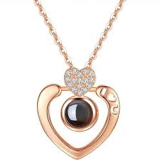 I Love You Projection Necklace 100 Languages I Love You Necklace Puts Your Love In Nanotechnology Love S In 2020 Rose Gold Gifts Rose Gold Pendant Silver Rose Gold