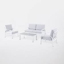 Sélection de fauteuils de relexation, hamacs et chiliennes sur castorama. Salon De Jardin Aluminium Gioura Blanc Et Gris Castorama