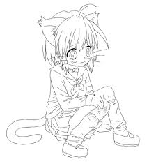 Kitty Girl Line Art Cartoon Coloring Pages Coloring Pages For Girls Online Coloring Pages
