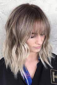 14 Hairstyles Ideas With Bangs For Round Face Medium Length Hair Styles Long Bob Haircuts Long Bob Balayage