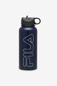 Easy to clean, completely leak proof, and built to last. 32oz Stainless Steel Water Bottle In Navy Workout From Home Fila