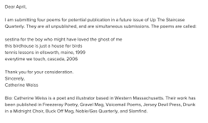 A very brief ( Cover Letters For Lit Mags Catherine Weiss