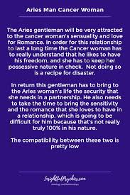 Scorpio is so determined that sometimes he doesn't stop too long to see the way and he can be wrong. Aries And Cancer Compatibility In Sex Love And Friendship