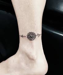 50 Summer Sunflower Tattoos Design And Ideas Ankle Bracelet Tattoo Anklet Tattoos Tattoos For Women Flowers