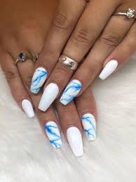 This content is imported from youtube. Coffin Blue And White Acrylic Nails Novocom Top