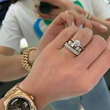 1 Carat 925 Sterling Silver Engagement Rings Gold Plated Six Claws Design Cartier Love Ring Silver Engagement Rings Cartier Love Band