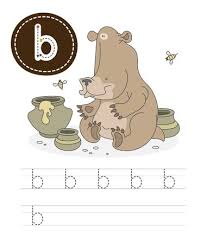 ✓ free for commercial use ✓ no. Learning To Write A Letter B A Practical Sheet From A Set Of Exercises Game For Kids Cartoon Funny Forest Animal With Letter Spelling The Alphabet Child Development And Education Bear