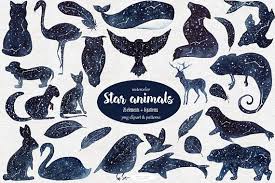 Star Animals Watercolor Clipart Space Zodiac Animals Digital Clipart Forest Animals Sea Watercolor S Animal Clipart Pattern Animal Clipart Clip Art