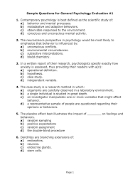 Sample Questions For General Psychology Evaluation 1 1