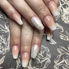 Dev Guy Tapered Acrylics With Pink And White Ombre With White Diamond Glitter Nail Technician Amy Mitchell On 11 May 2017 At 17 47 With the right shade of pink and a really cute nail design, you'll be the envy of your girlfriends!