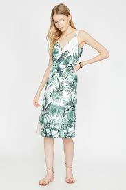 Koton Yesil Desenli Elbise 9yak88230pw Elbise Midi Elbise Moda Stilleri