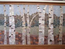 Amanda S Birch Tree Mosaic From Broken Dishes And Tiles On My Kitchen Cabinets Tree Mosaic Stained Glass Mosaic Mosaic