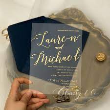 Check spelling or type a new query. Simple Modern Clear Gold Screen Printing Acrylic Wedding Invitations Ca041