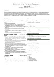 An example of a resume for a mechanical engineering professional with job experience as a design / product engineer. Mechanical Design Engineer Resume Samples And Templates Visualcv